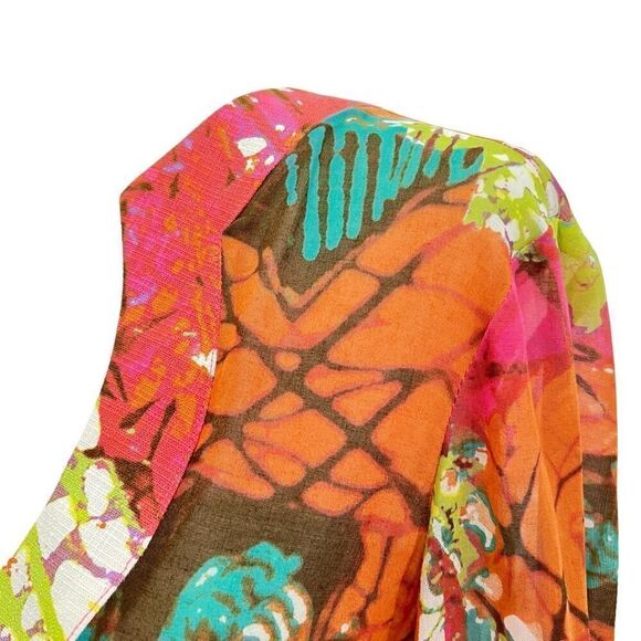 Trina Turk Sz 10 Medium Multicolor 3/4 Sleeve Mini Dress Cover-Up Lightweight* - Picture 4 of 14